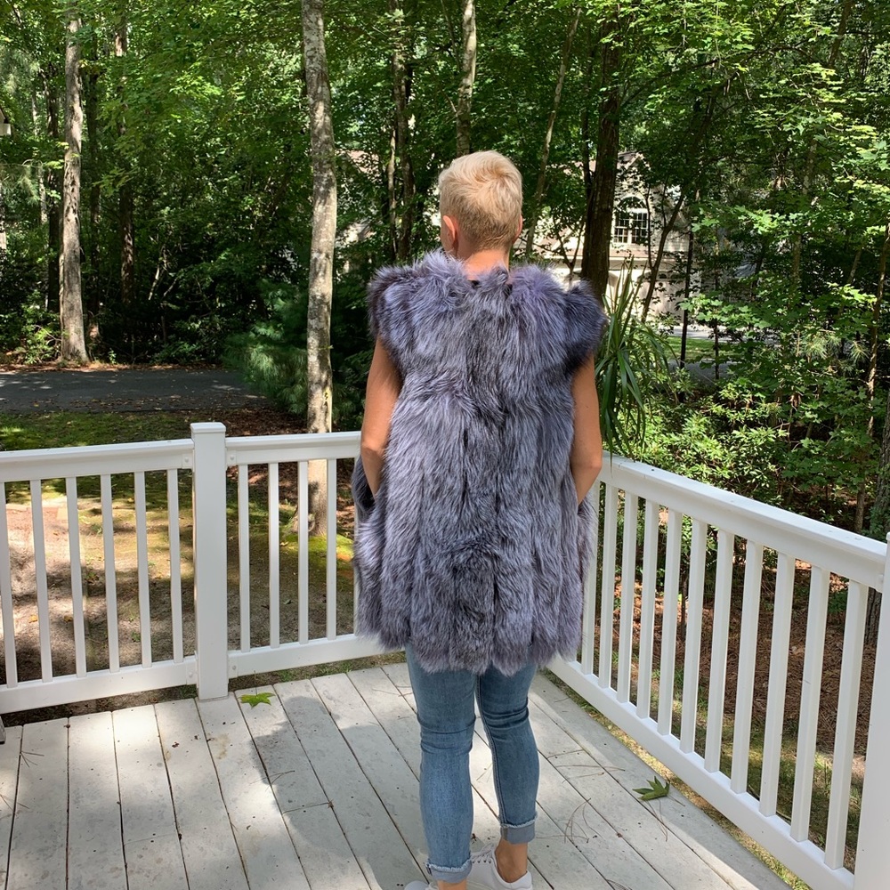 Women's 100% Real Genuine Silver Fox Fur Vest